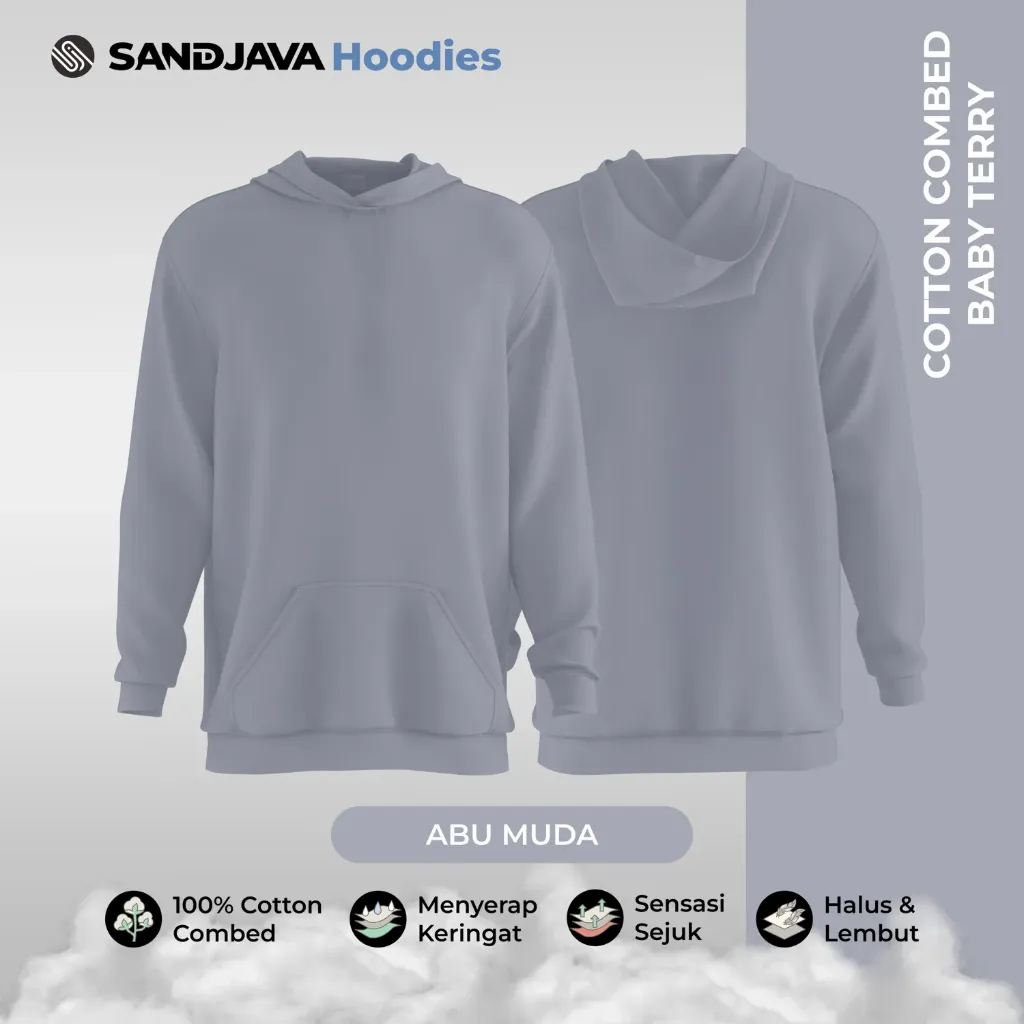 Pre Order Jaket Hoodies Abu Muda - Cotton Combed Baby Terry | Min Order 24 pcs (S)