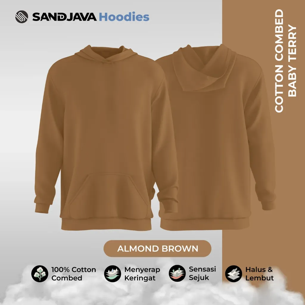 Pre Order Jaket Hoodies Almond Brown - Cotton Combed Baby Terry | Min Order 24 pcs (S)